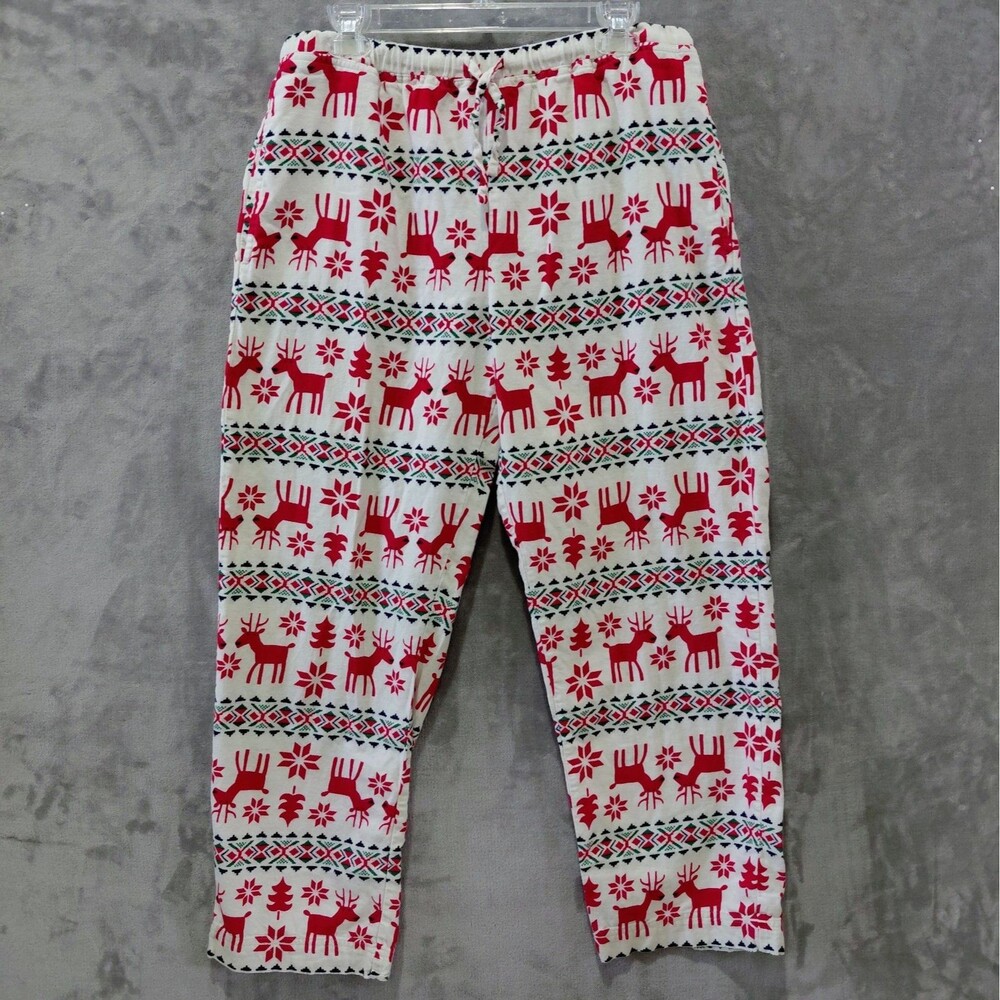 Hanna Anderson Adult Holiday Flannel Pajama Pants Size Medium Holiday Dear Deer